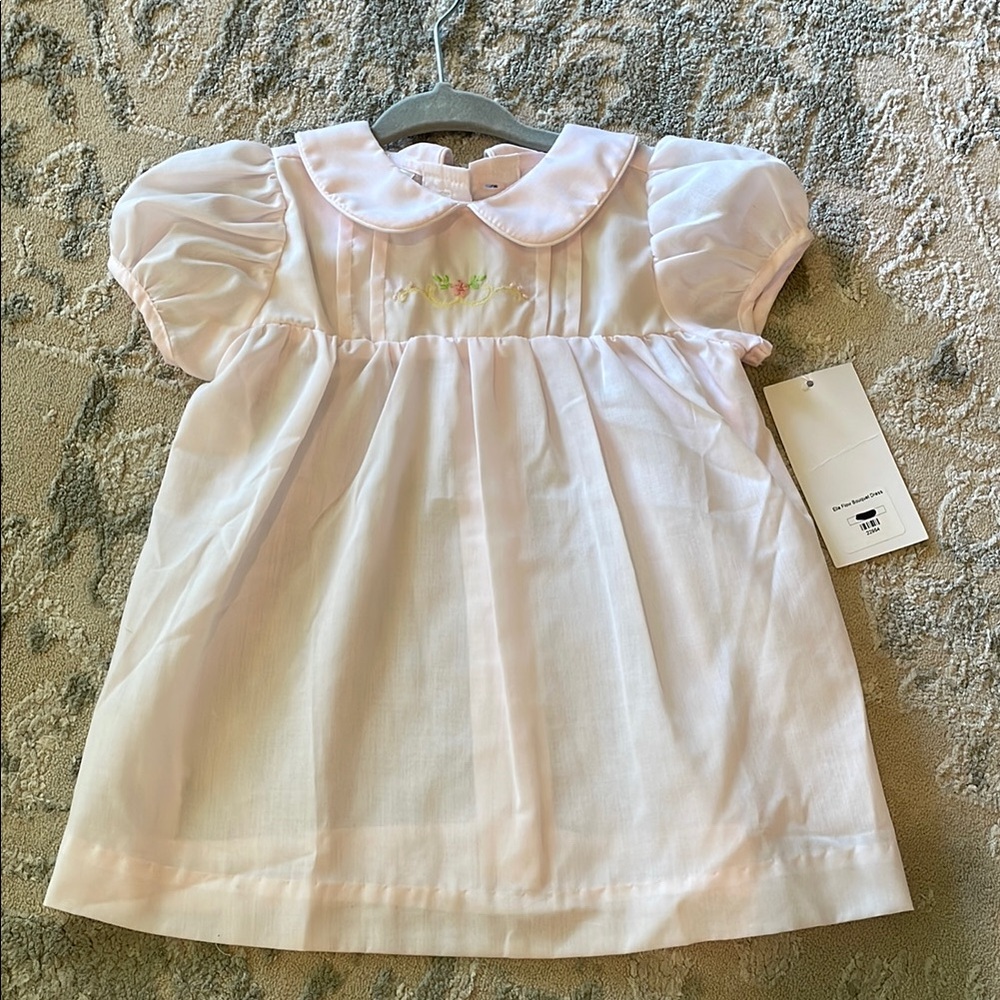 Adorable Pink Baby Dress with Embroidered Details